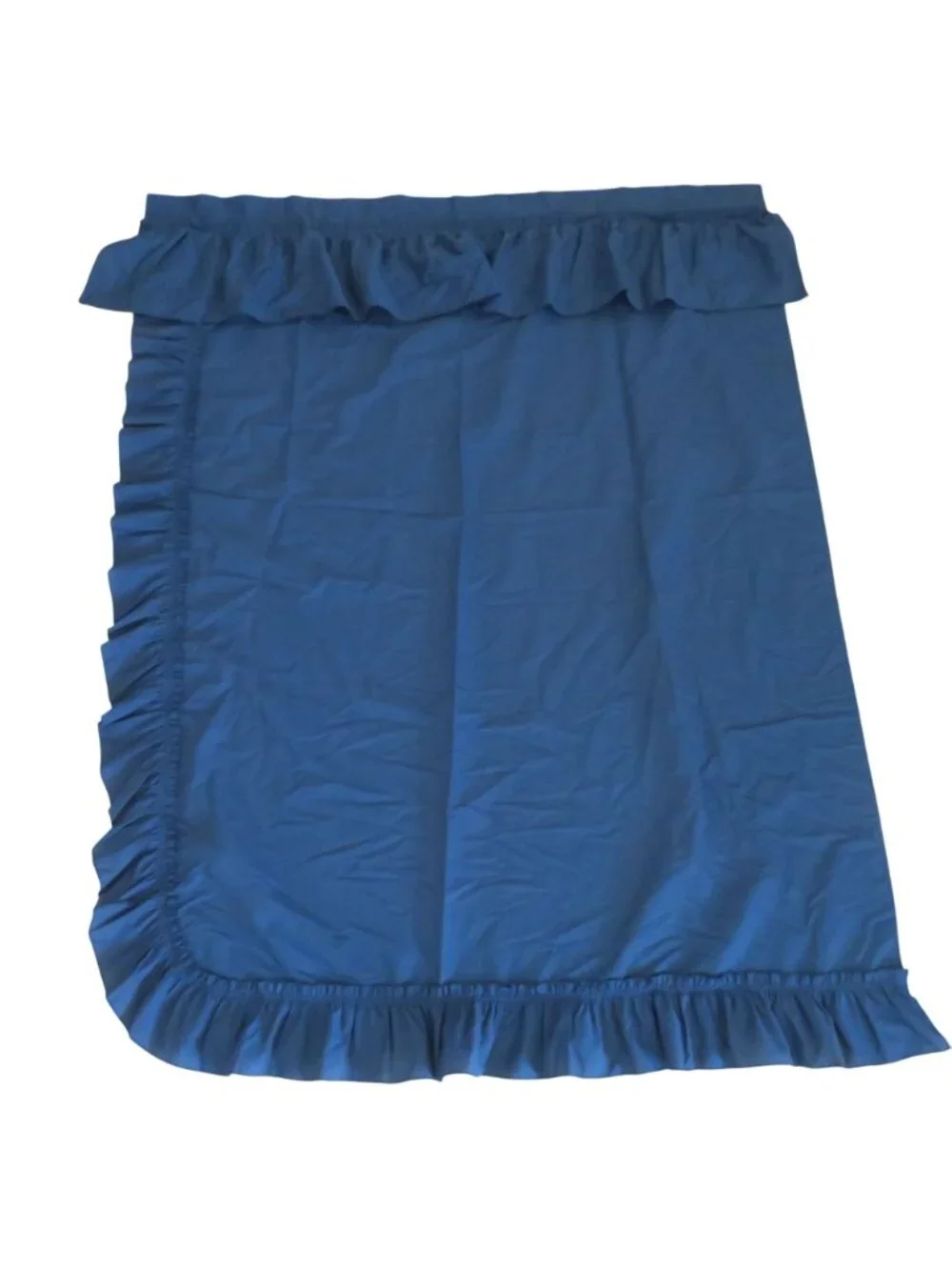 Vintage Navy Blue Curtain Panels Pair of 2 Ruffle Trim 62